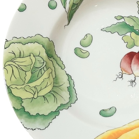 CRATE & BARREL Serving dish/bowl Vegetable medley Garden Cream Colorful Like new - Picture 6 of 14